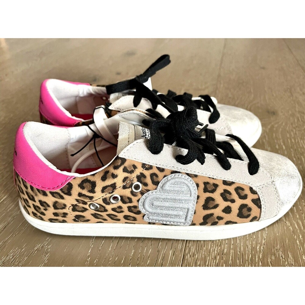 NEW Womens Girls Justice Sport Glitter Leopard Print Low-Top Shoes Sneakers Sz 6